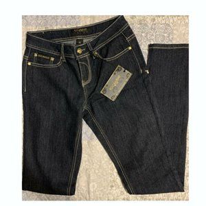 NWT Rocawear Women's Juniors Size‎ 3 Dark Wash Painted Printed Back Pockets NEW